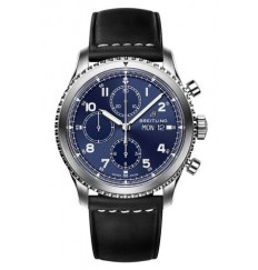 Replica Breitling Navitimer 8 Chronograph Blue Dial Leather Strap A13314101C1X1